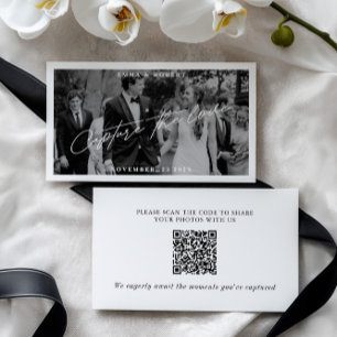 Modern Wedding Photo Capture The Love QR Code Enclosure Card