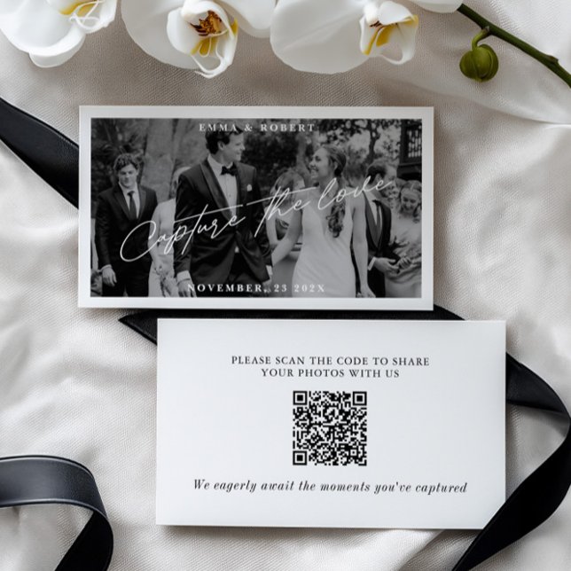 Modern Wedding Photo Capture The Love QR Code Enclosure Card (Modern Wedding Photo Capture The Love QR Code Enclosure Card)
