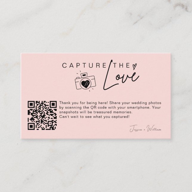 Modern Wedding Photo Capture the love Qr Code Enclosure Card (Front)
