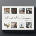 Modern Wedding Photo Collage Mr & Mrs Established Plaque<br><div class="desc">Put your favorite wedding photographs on display with this modern square photo collage design. You can add your married name and wedding year to personalize. This would make a wonderful gift for your parents or grandparents too.</div>
