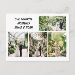 Modern Wedding Photo Collage Postcard
