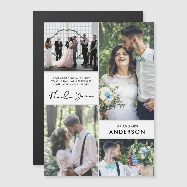 Modern Wedding Photo Collage Thank You  (Front/Back)