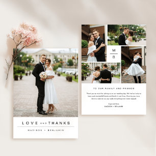 Modern Wedding Photo Collage Thank You Card
