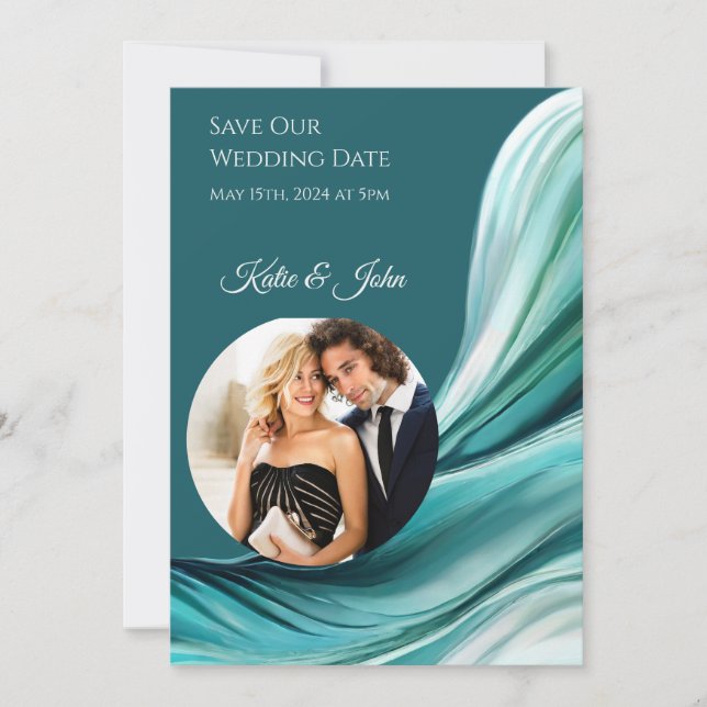 Modern Wedding -Photo-Emerald Green-Save the Date- Save The Date (Front)