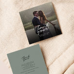Modern Wedding Photo Hand-Lettered Thank You Card<br><div class="desc">A great and thoughtful way to thank your friends,  family,  and coworkers who graced you their presence on your your wedding day with this modern photo thank you cards with script hand lettered "thank you" and a love heart.</div>
