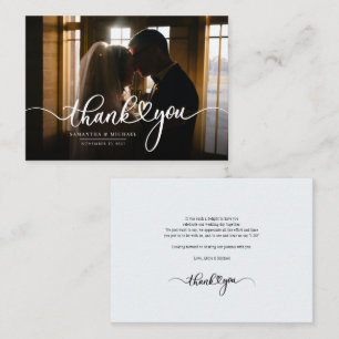 Modern Wedding Photo Hand-Lettered Thank You Card