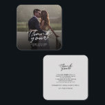 Modern Wedding Photo Handwritten Thank You Card<br><div class="desc">A great and thoughtful way to thank your friends,  family,  and coworkers who graced you their presence on your your wedding day with this modern photo thank you cards with script hand lettered "thank you" and a love heart.</div>