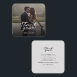 Modern Wedding Photo Handwritten Thank You Card<br><div class="desc">A great and thoughtful way to thank your friends,  family,  and coworkers who graced you their presence on your your wedding day with this modern photo thank you cards with script hand lettered "thank you" and a love heart.</div>