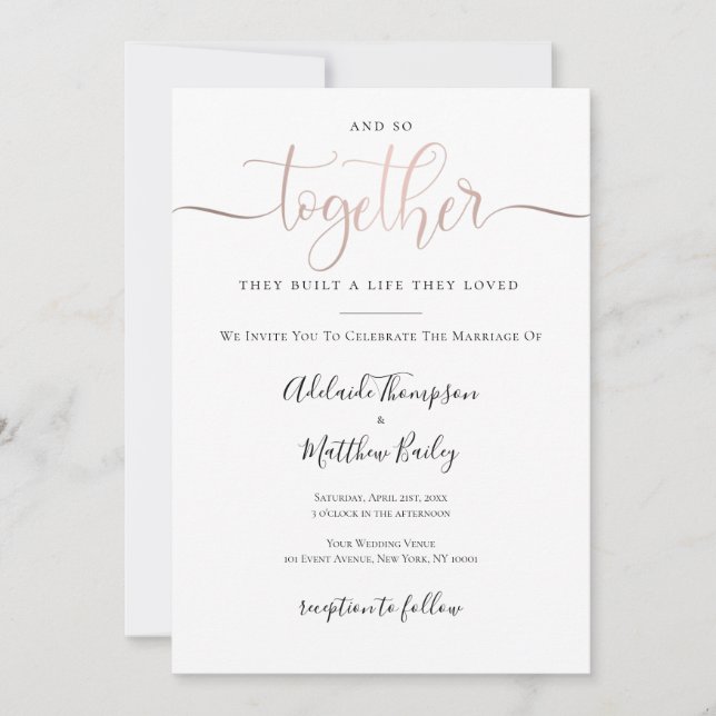 Modern Wedding Photo Invitations Calligraphy Quote (Front)