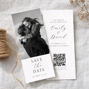 Modern Wedding Photo Save the Date with QR Code