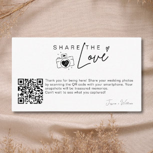 Modern Wedding Photo Share the love Qr Code Enclosure Card