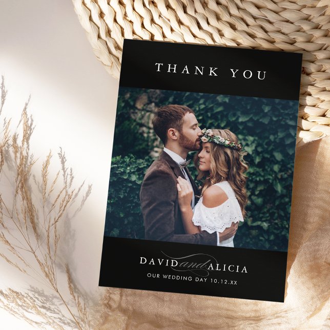 MODERN WEDDING photo simple classic serif black Invitation (Creator Uploaded)