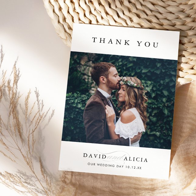 MODERN WEDDING photo simple classic serif black Invitation (Creator Uploaded)