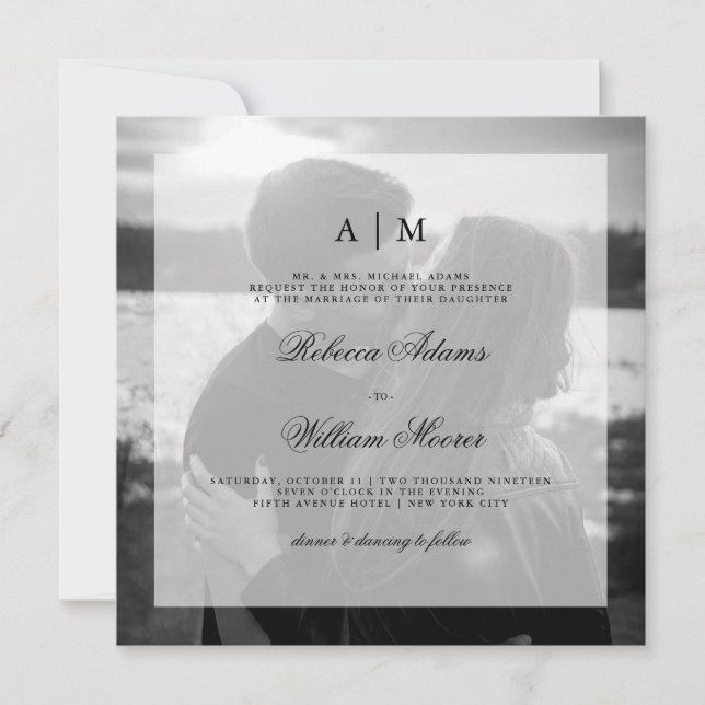 Modern Wedding Photo Square Invitation | Overlay (Front)