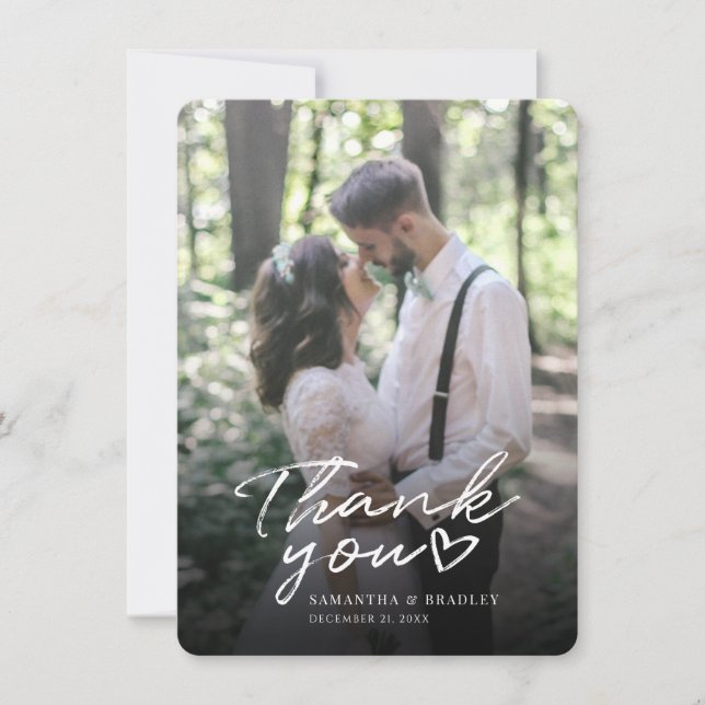 Modern Wedding Photo Thank You Card (Front)