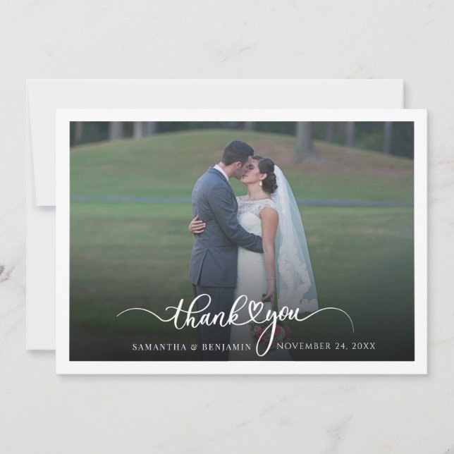 Modern Wedding Photo Thank You Card (Front)