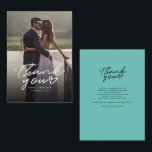 Modern Wedding Photo Thank You Card<br><div class="desc">A great and thoughtful way to thank your friends,  family,  and coworkers who graced you their presence on your your wedding day with this modern photo thank you cards with script hand lettered "thank you" and a love heart.</div>