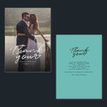 Modern Wedding Photo Thank You Card<br><div class="desc">A great and thoughtful way to thank your friends,  family,  and coworkers who graced you their presence on your your wedding day with this modern photo thank you cards with script hand lettered "thank you" and a love heart.</div>