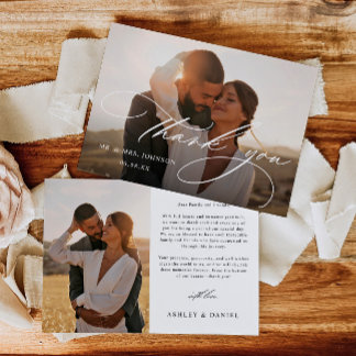 Modern Wedding Photo Thank You Card