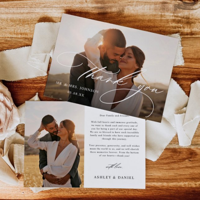 Modern Wedding Photo Thank You Card (Creator Uploaded)