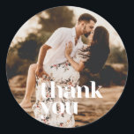 Modern Wedding Photo Thank You Favour Classic Round Sticker<br><div class="desc">Simple thank you photo stickers,  perfect for your wedding favours.</div>