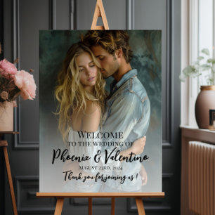 Modern wedding photo welcome poster