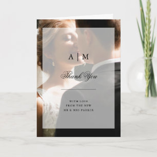 Modern Wedding Photo with Overlay   Thank You Card