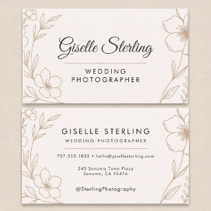 Modern Wedding Photographer Botanical Blush Black  Business Card