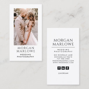 Modern Wedding Photographer Photo Business Card