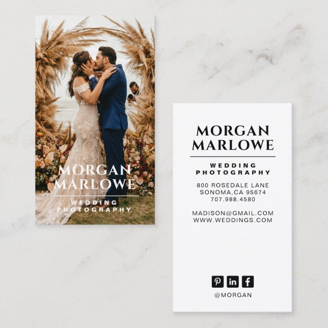Modern Wedding Photographer Photo  Business Card (Front/Back)