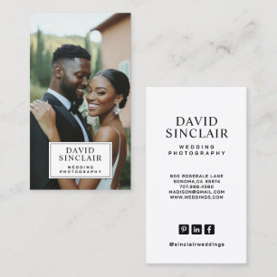 Modern Wedding Photographer Photo Business Card