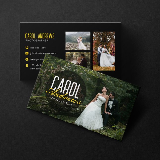 Modern Wedding Photographer Photo Collage Business Card (Creator Uploaded)