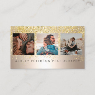 Modern wedding photography gold glitter foil business card