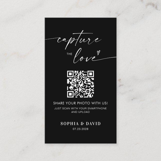 Modern Wedding Photos Capture the love QR Code Enc Enclosure Card (Front)