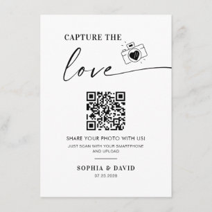 Modern Wedding Photos Capture the love QR Code Enclosure Card