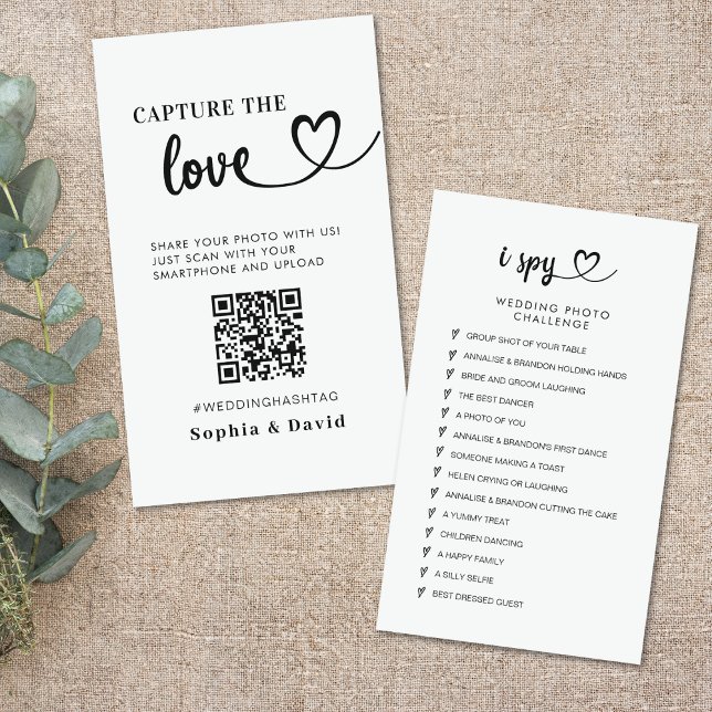 Modern Wedding Photos Capture The Love QR Code Enclosure Card (Creator Uploaded)