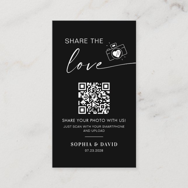 Modern Wedding Photos Share the love QR Code Enclosure Card (Front)