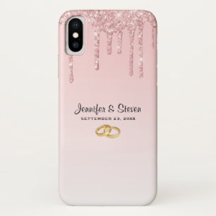 Modern Wedding Pink Glitter Drips Case-Mate iPhone Case