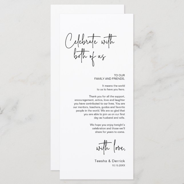 Modern Wedding Place Setting Dinner Thank You Card (Front/Back)