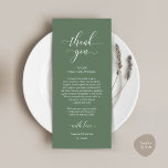 Modern Wedding Place Setting Thank You Card<br><div class="desc">Introducing the perfect finishing touch to your wedding reception - our elegant forest sage green Wedding Thank You Place Setting Cards, with card title "Thank you" ! Designed to express your heartfelt appreciation for each guest's presence on your special day, these cards are the ideal way to add a personal...</div>