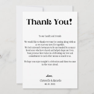 Modern Wedding place setting thank you card