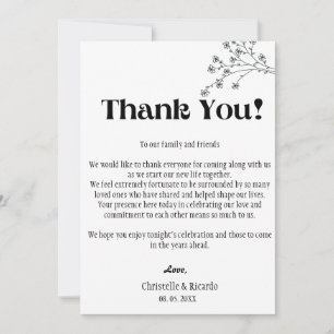  Modern Wedding place setting thank you card 