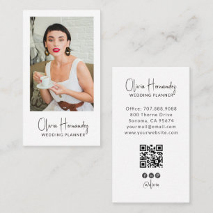 Modern Wedding Planner Photo QR Code Business Card