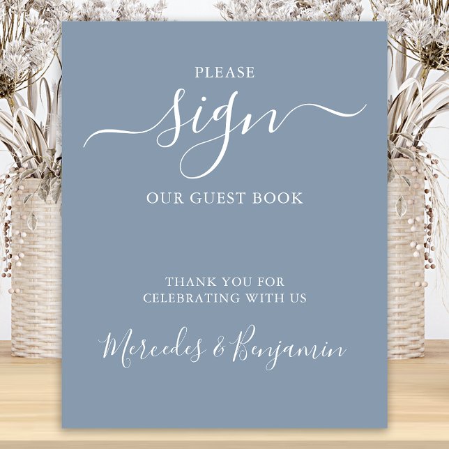 Modern Wedding Please Sign Guest Book Dusty Blue (Creator Uploaded)