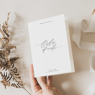 Modern wedding program booklet with timeline  card