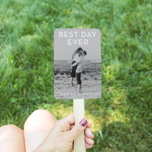 Modern Wedding Program Fans Best Day with Photo