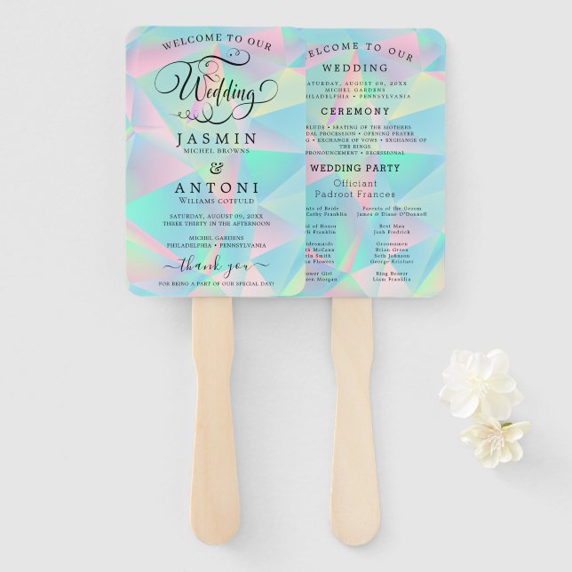 Modern Wedding Program Fans with (Front and Back)