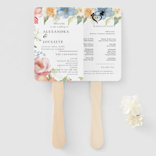 Modern Wedding Program Fans with Photo