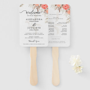 Modern Wedding Program Fans with Photo