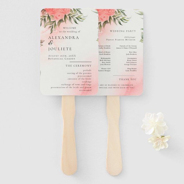 Modern Wedding Program Fans with Photo (Front and Back)